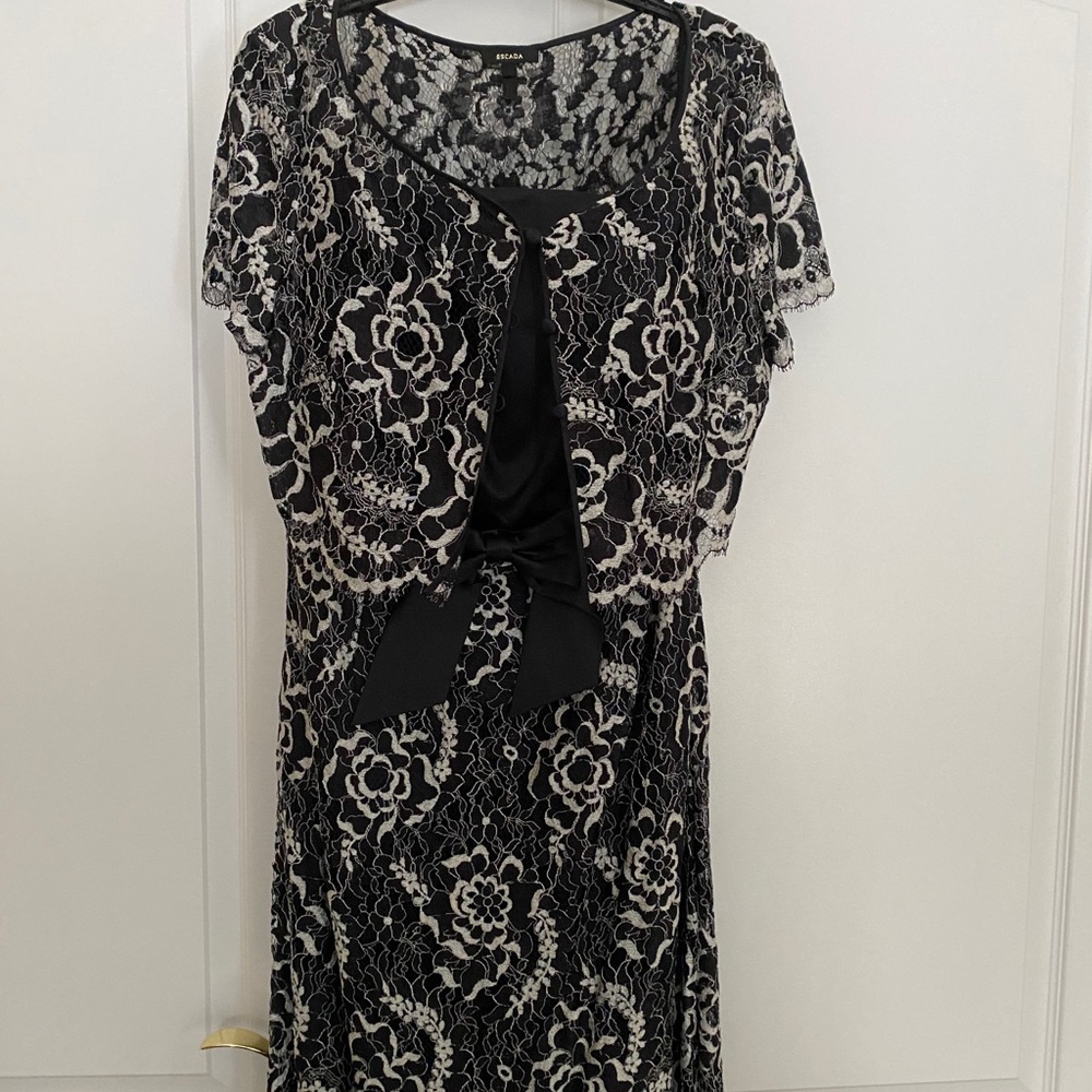 Escada Silk Lace Strapless Cocktail Dress